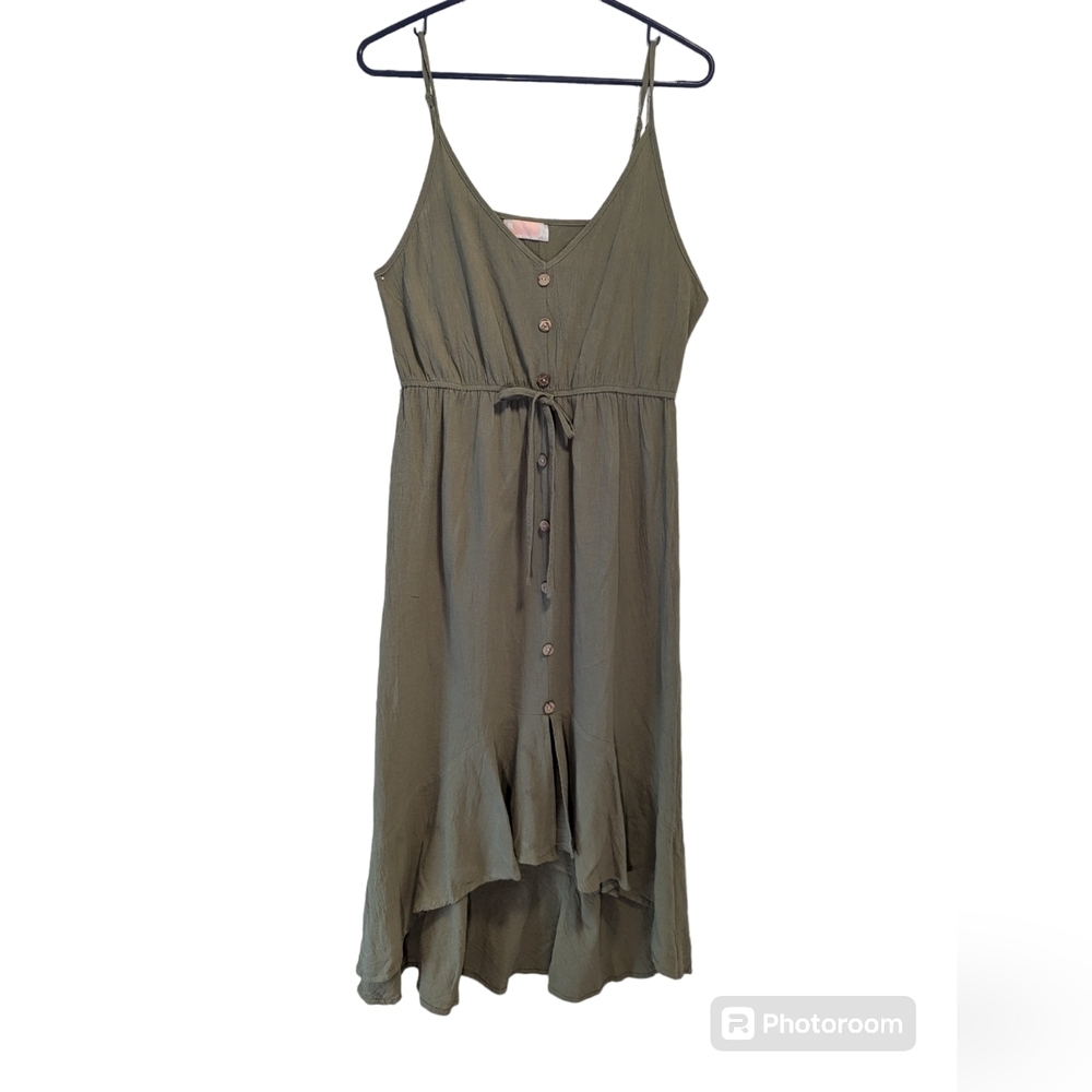 C+D+M Collection L Dress cotton strap sleeves boho summer festival burnt olive